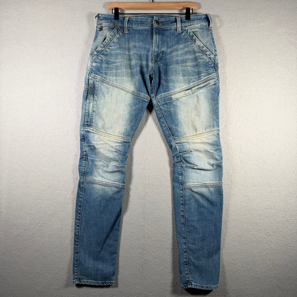 G-Star Raw Rackam 3D Skinny Jeans Mens 34x32 Blue Faded Stretch D06763-9178-A588